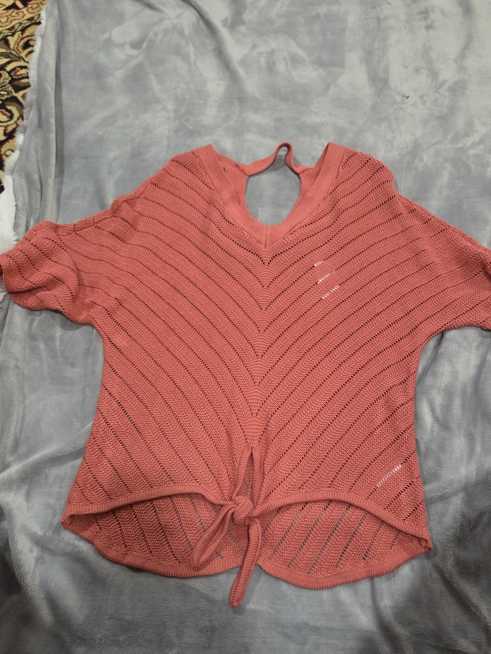 Women's Coral Knit Tie-Front Sweater